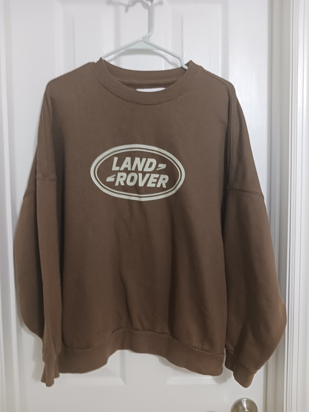 PacSun Brown Crew neck Sweatshirt with Cream Land Rover Logo MED